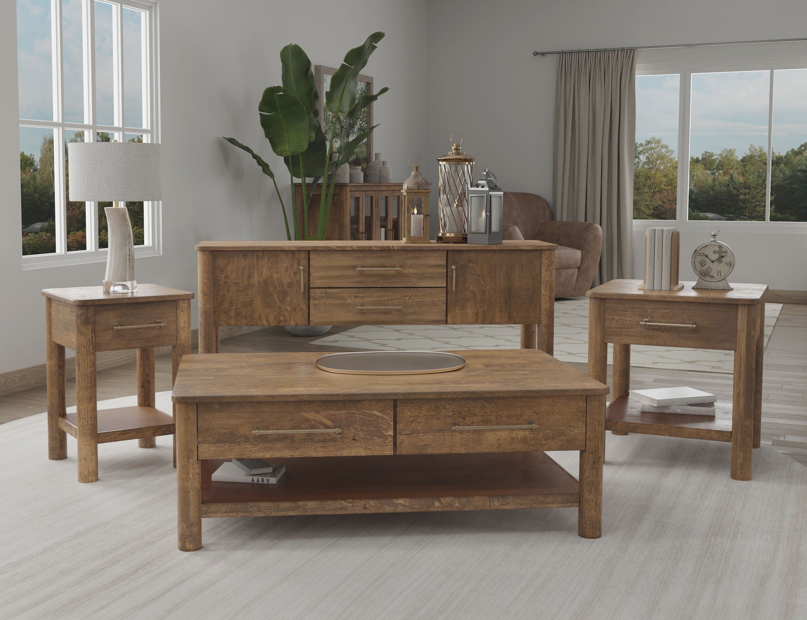 Olimpia - 1 Drawer End Table - Towny Brown