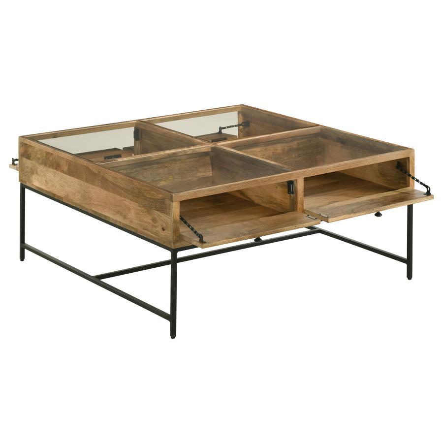 Stephie 4-Drawer Square Glass Top Coffee Table