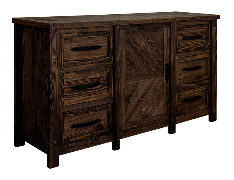 Dutton Dresser – 6 Drawer & 1 Door Brown Mixed Wood