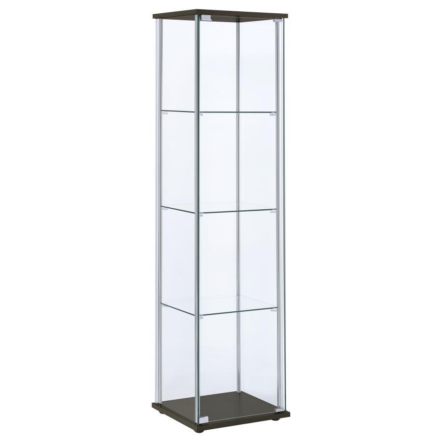 4-Shelf Glass Curio Cabinet with Cappuccino