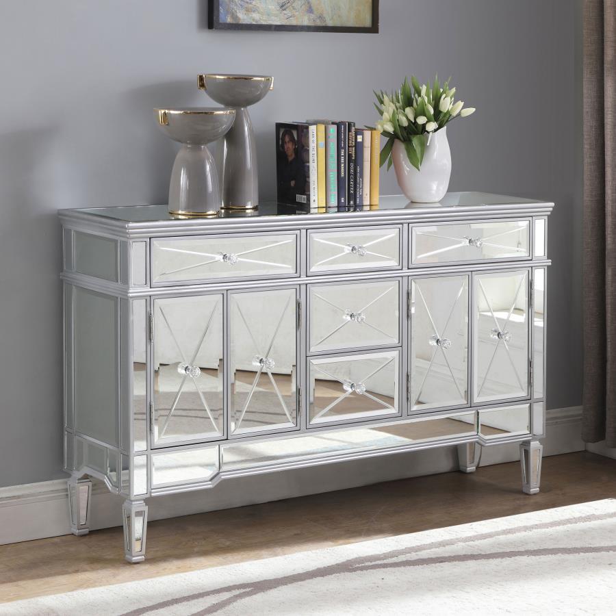 Duchess 5-Drawer Mirrored Storage Accent Cabinet
