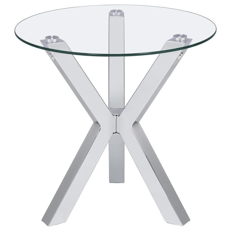 Kenzie Round Tempered Glass Top End Table