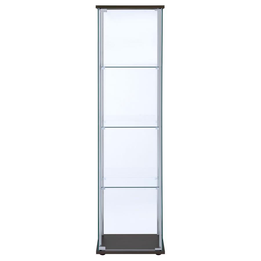 4-Shelf Glass Curio Cabinet with Cappuccino