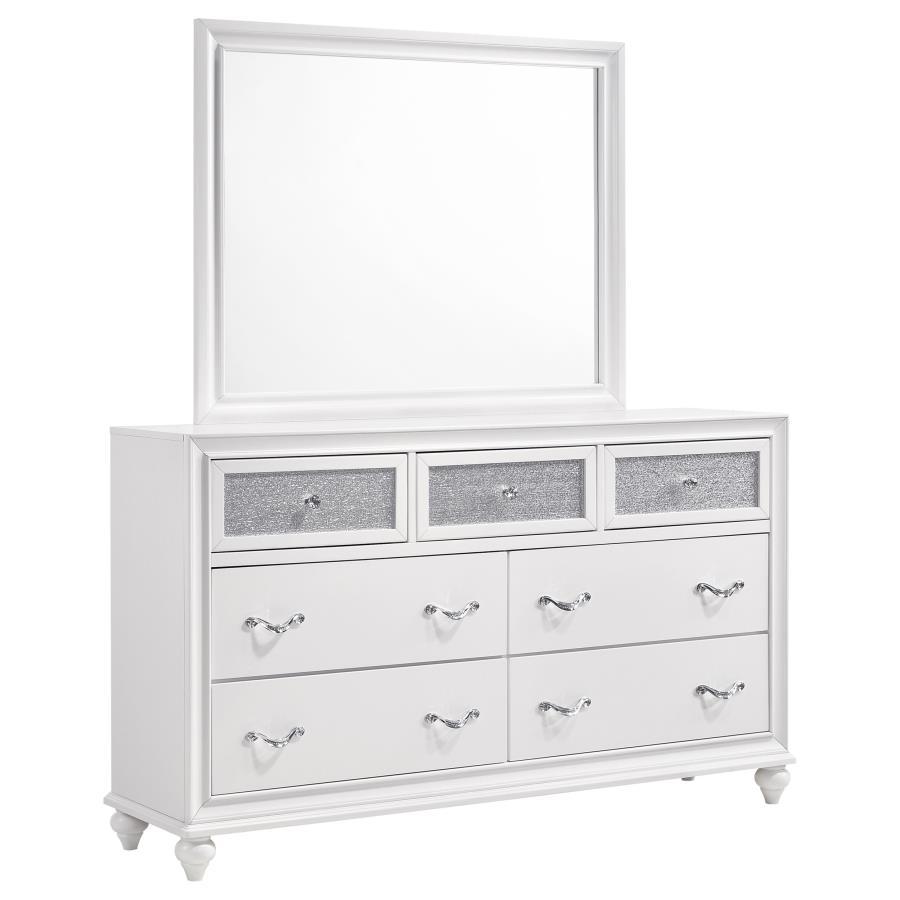 Barzini 7-Drawer Dresser with Mirror in White