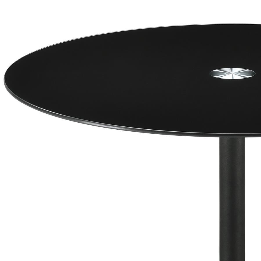 Round Metal End Table with Tempered Glass Top