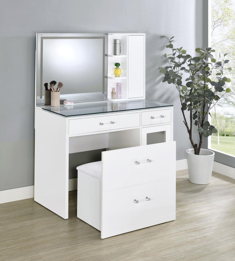 Flora 2-Drawer Vanity Set with LED Mirror