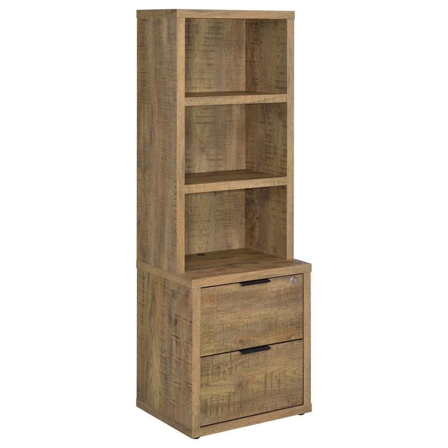 3-Shelf Bookcase with USB Charging Ports & Lockable Drawer