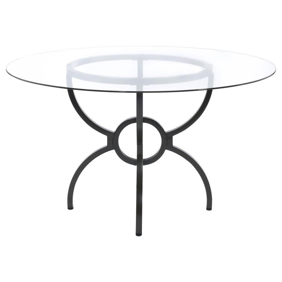 Aviano Round Glass Top Metal Dining Table