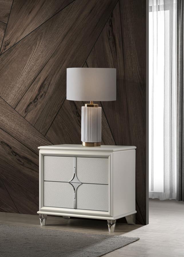 Olivia 2-Drawer Nightstand in Pearl White