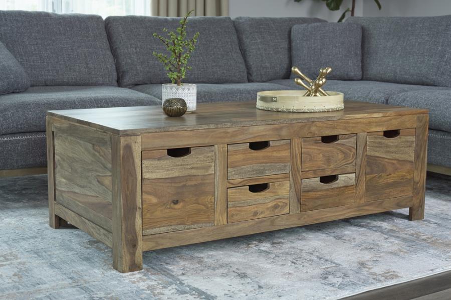 Esther 6-Drawer Solid Wood Coffee Table