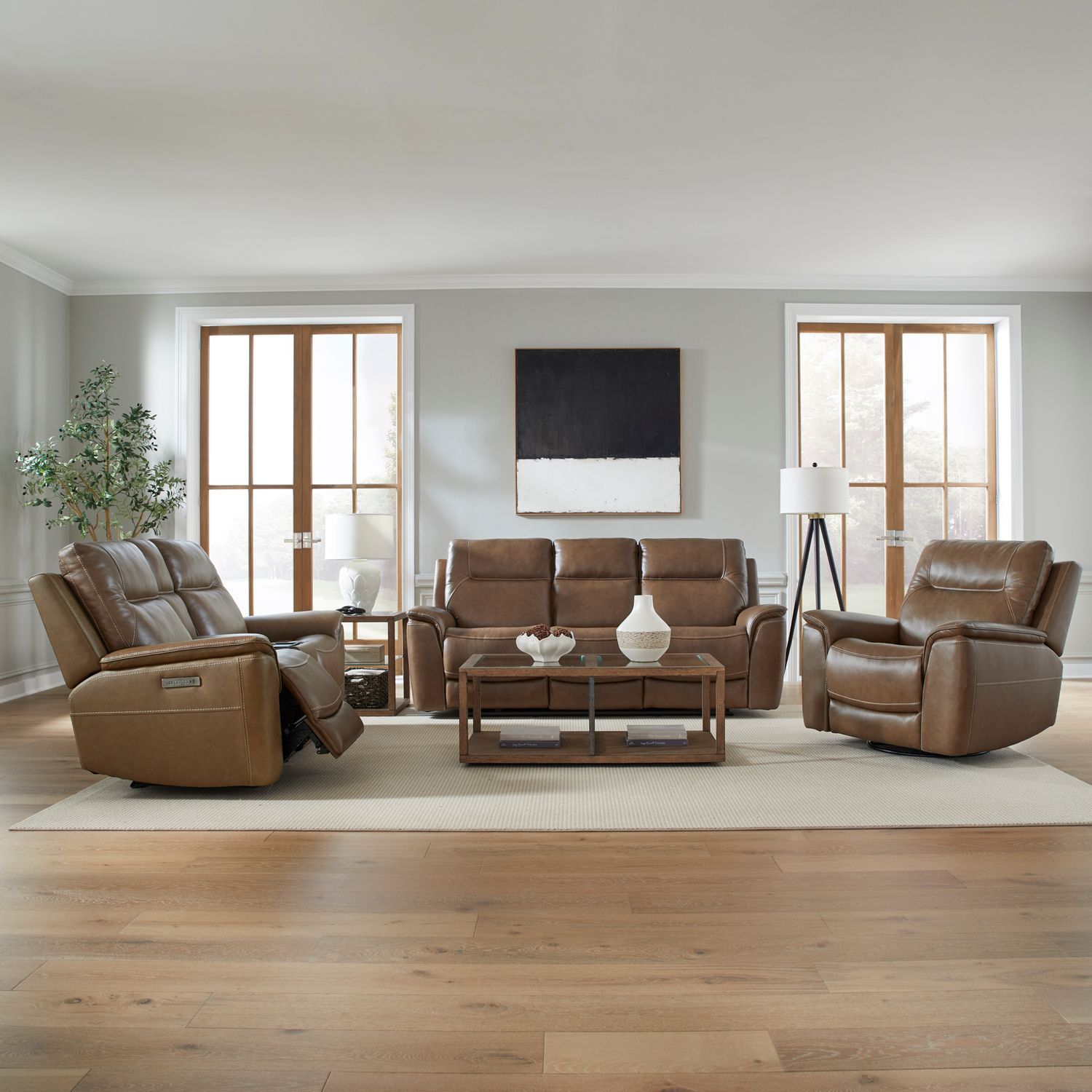 Collins Sofa Set – Transitional Brown Sofa