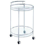 Chrissy Round Glass Shelf Metal Bar Cart