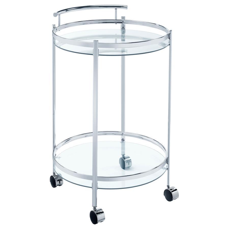 Chrissy Round Glass Shelf Metal Bar Cart
