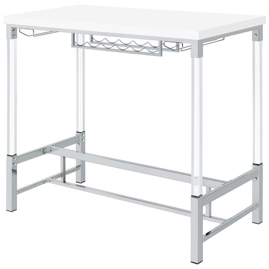 Norcrest Acrylic Leg Bar Table in White High Gloss