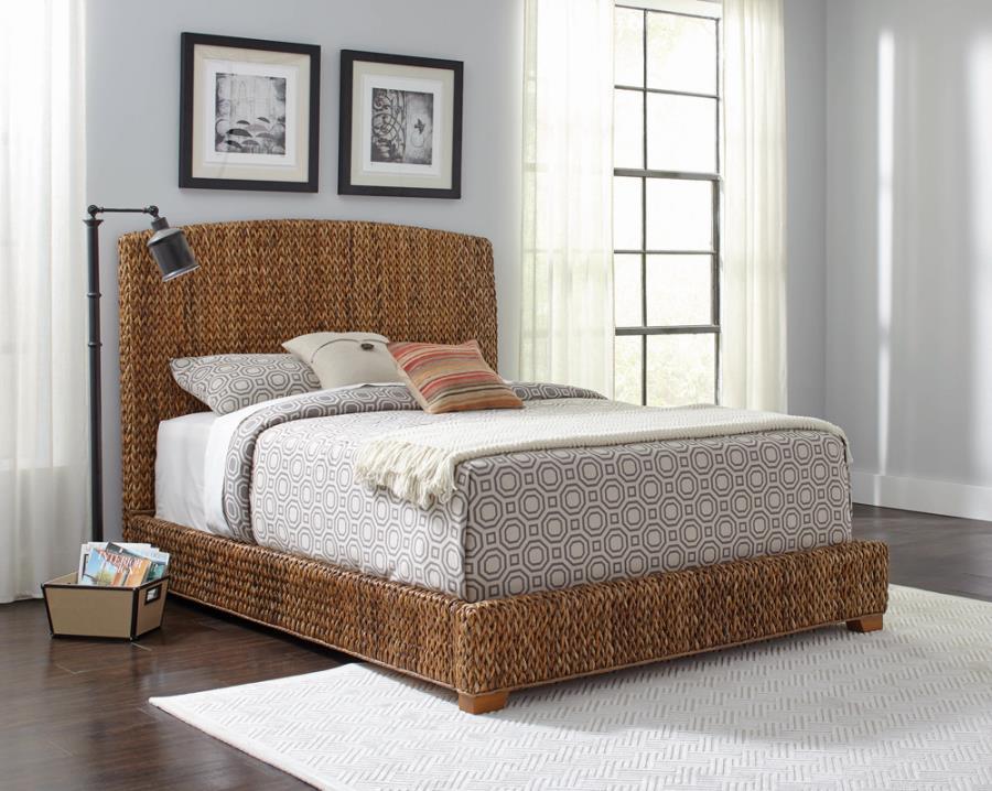 Laughton Woven Banana Leaf Eastern King Panel Bed