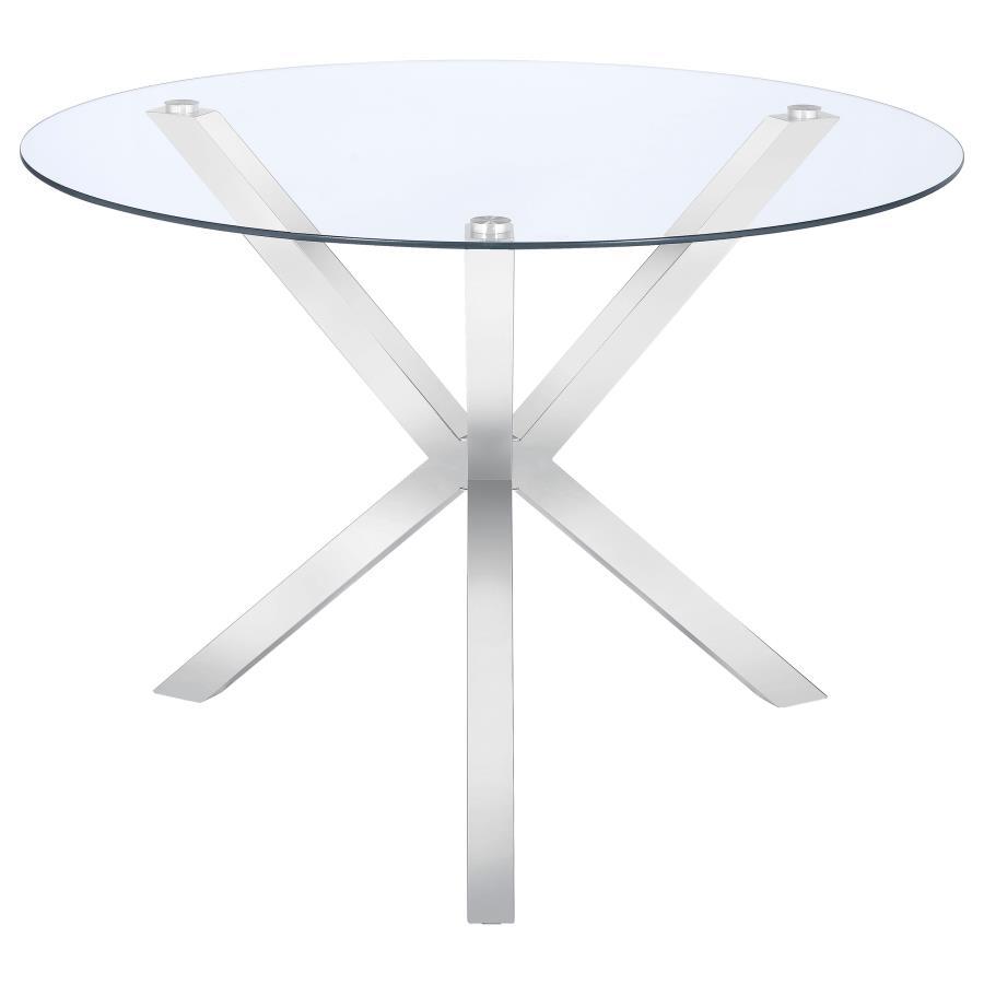 Vance Round Glass Top Asterisk Dining Table