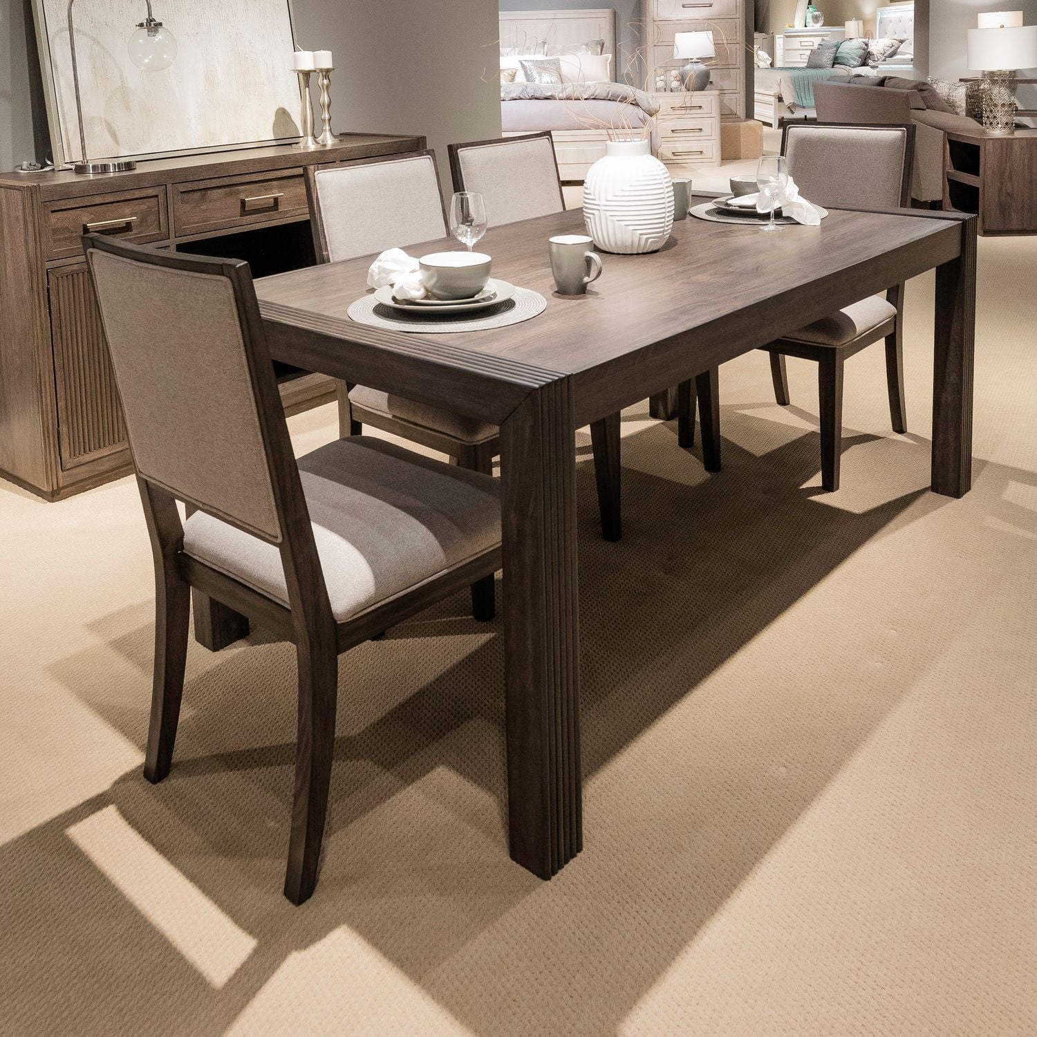 Modern Edge Rectangular Table Set