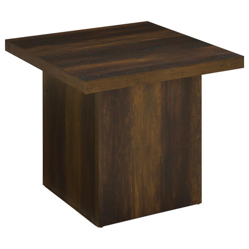 Rustic Mango Wood Square Table with Sturdy Block Base