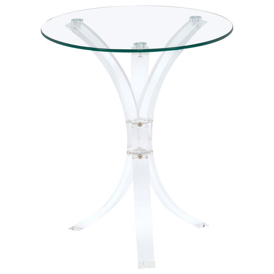 Laning Round Glass Top Acrylic Side Table