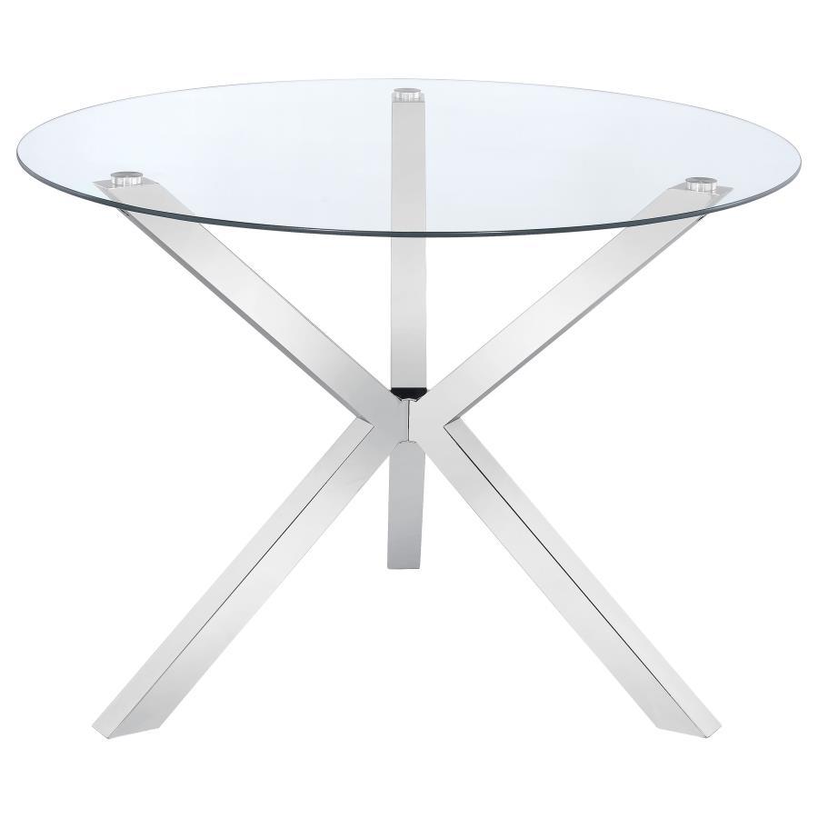Vance Round Glass Top Asterisk Dining Table