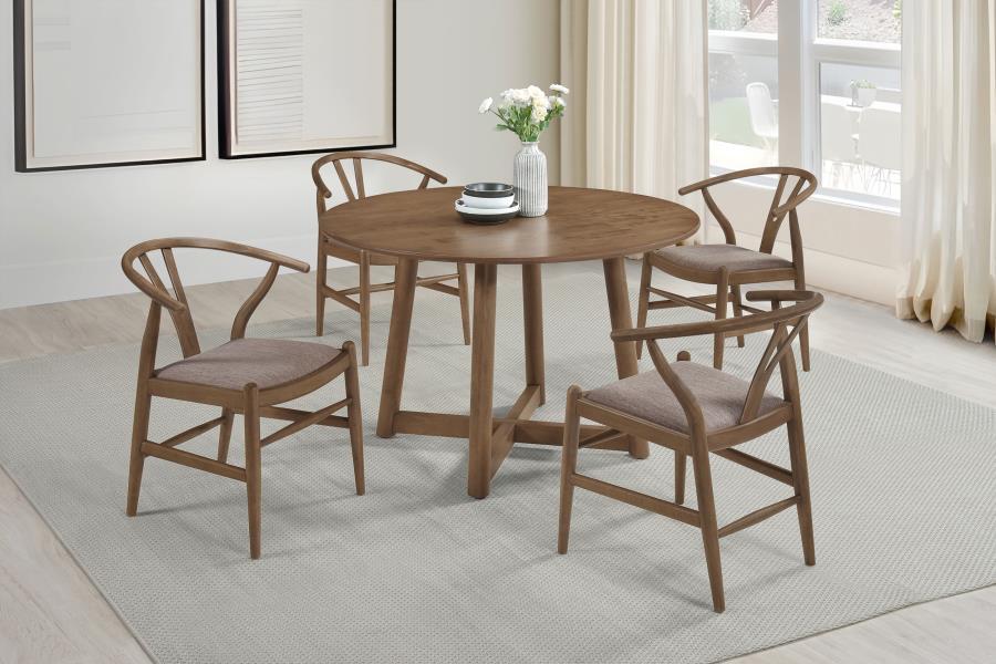 Dinah - 5 Piece Round Solid Wood Dining Set