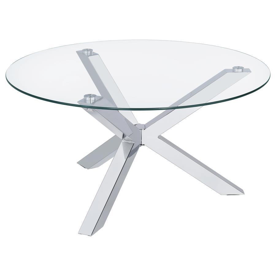 Kenzie Round Tempered Glass Top End Table