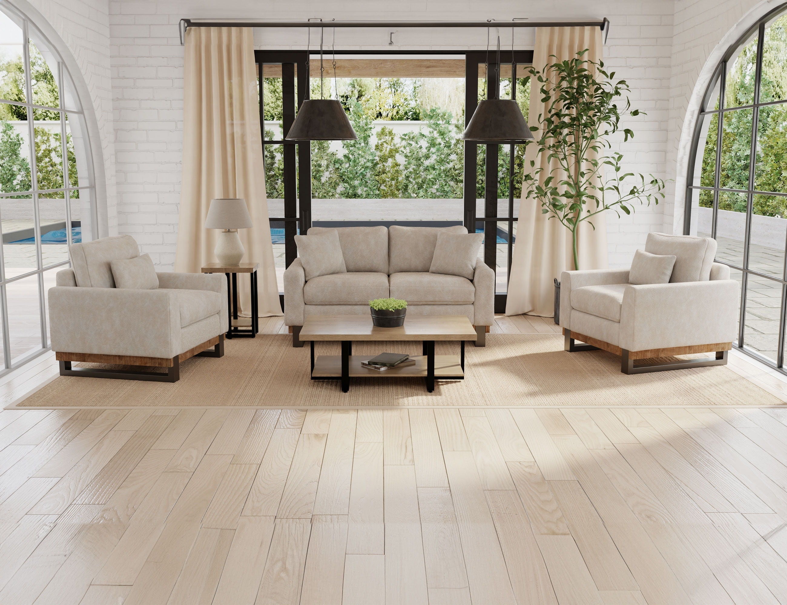 Mita Two-Cushion Loveseat with Ivory