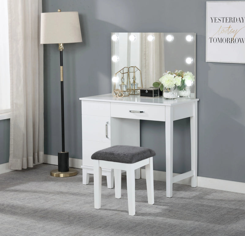 Elijah Makeup Vanity Table with LED Mirror and Stool Set