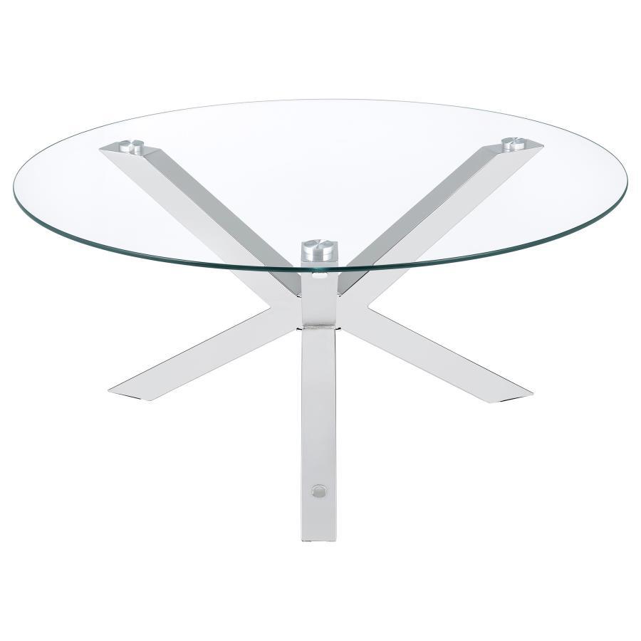 Kenzie Round Tempered Glass Top End Table