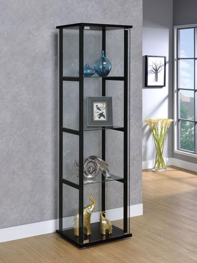 Cyclamen 4-Shelf Clear Glass Curio Display Cabinet