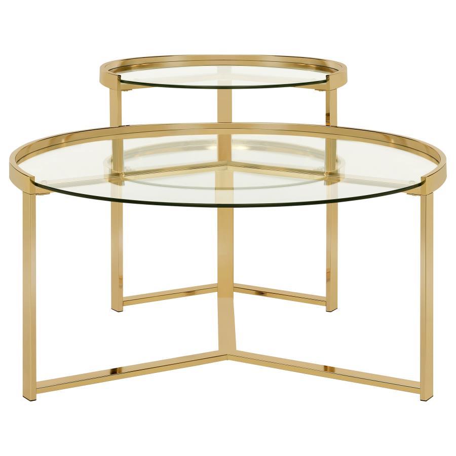 Delia 2-Piece Round Glass Top Nesting Coffee Table
