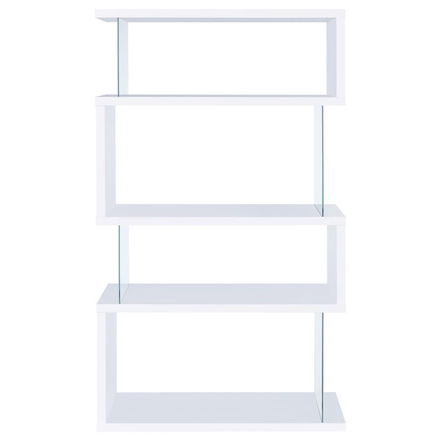 Emelle 4-Shelf Glass Panel Bookshelf
