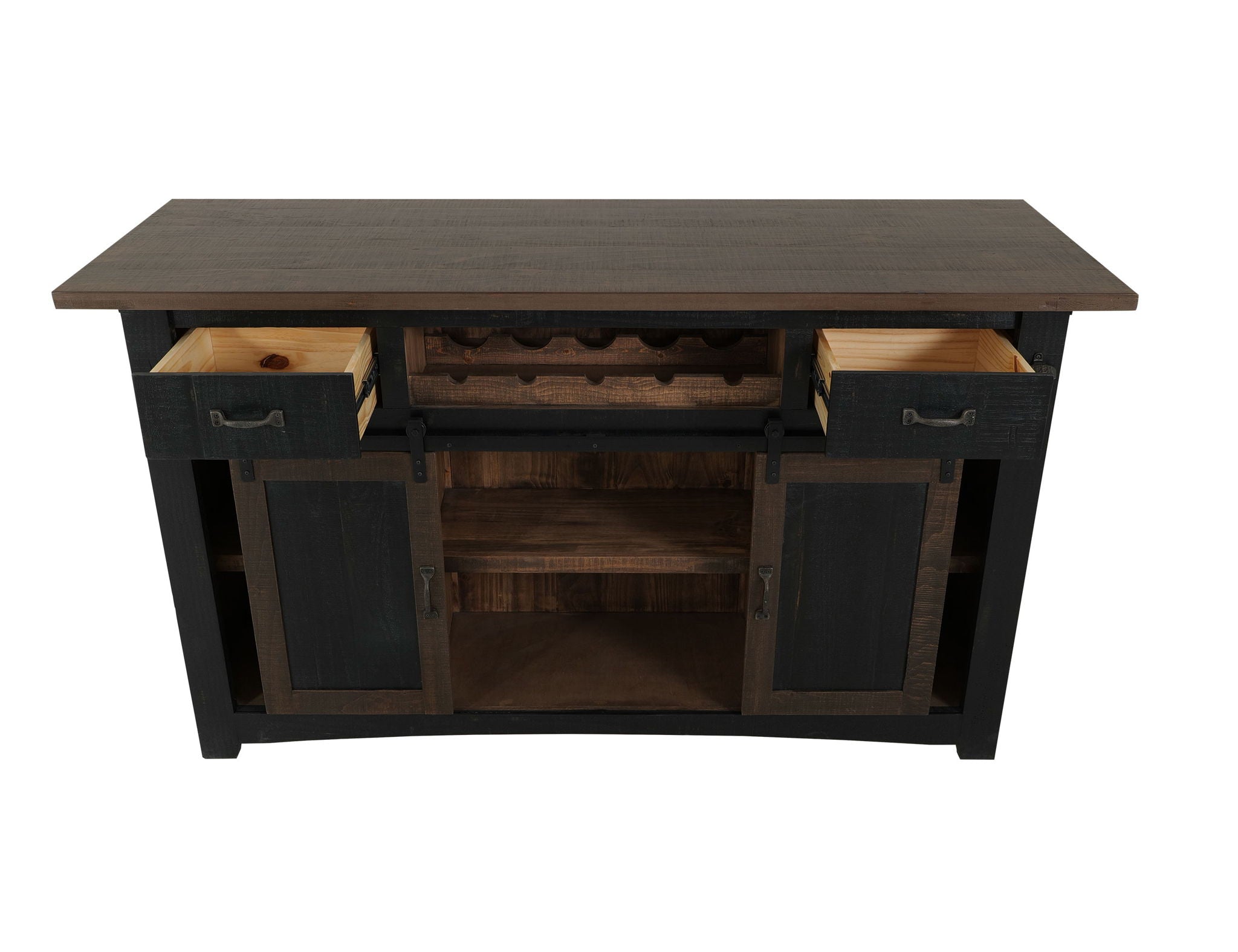 Pueblo 2-Drawer, 2-Shelf, 2-Door Solid Pine