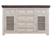 Stone -6 Drawer 2 Door Buffet - Antiqued Ivory / Weathered Gray