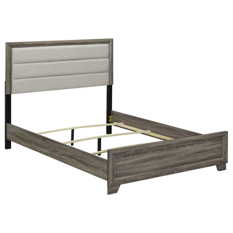Wright Upholstered Bed – Brown Oak Finish