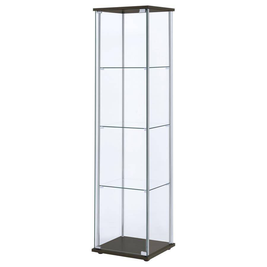 4-Shelf Glass Curio Cabinet with Cappuccino