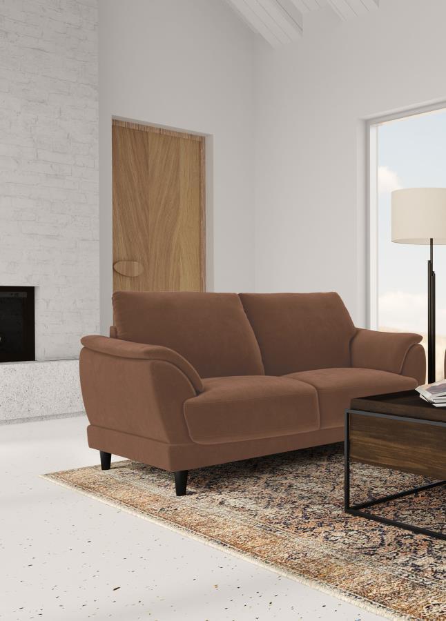 Selma Velvet Upholstered Crescent Arm Loveseat