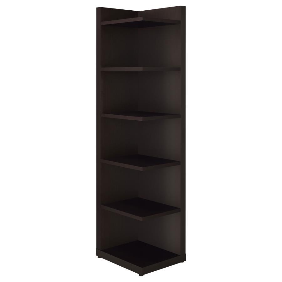 6-Shelf Corner Bookcase in Cappuccino