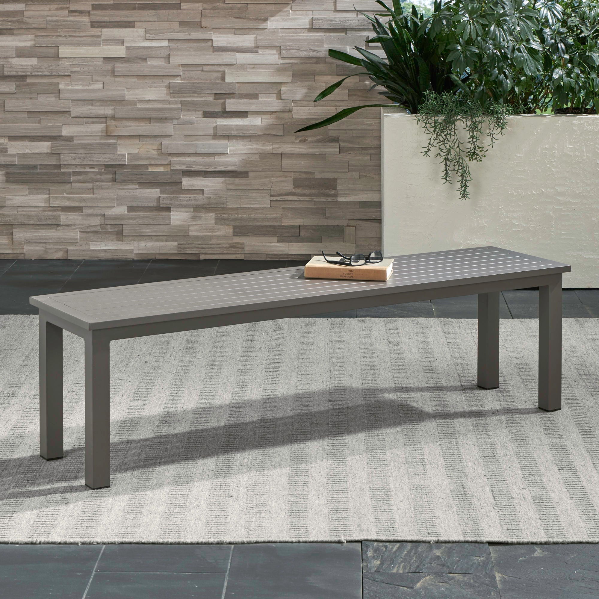 Plantation Key - Outdoor Dining Bench in Granite