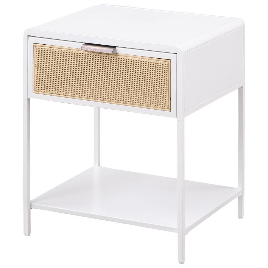 Amherst 1-Drawer Radio Weave Rattan Metal Side Table