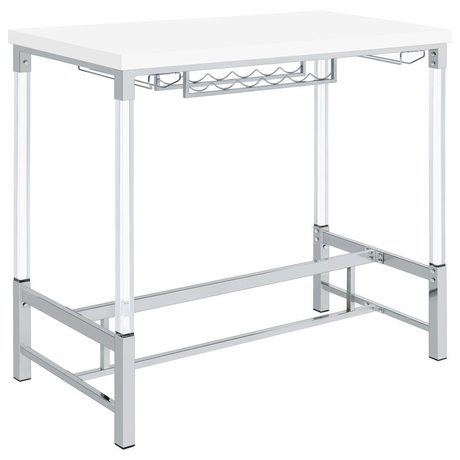 Norcrest Acrylic Leg Bar Table in White High Gloss