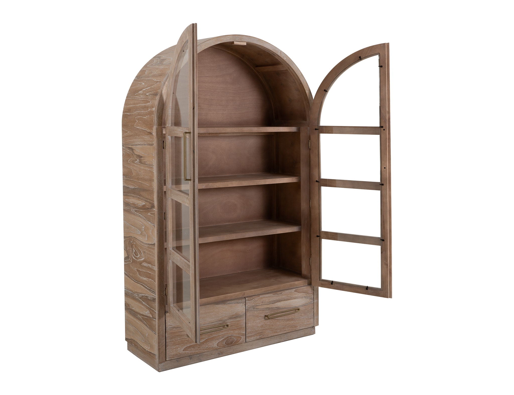 Balam Cabinet Ivory White – 2 Drawer, 2 Glass Door Cabinet