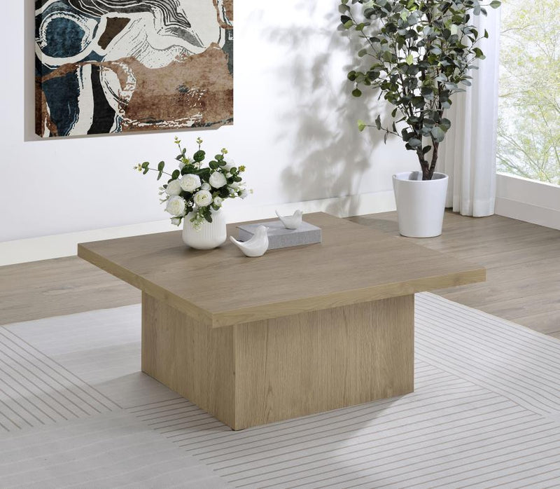 Rustic Mango Wood Square Table with Sturdy Block Base