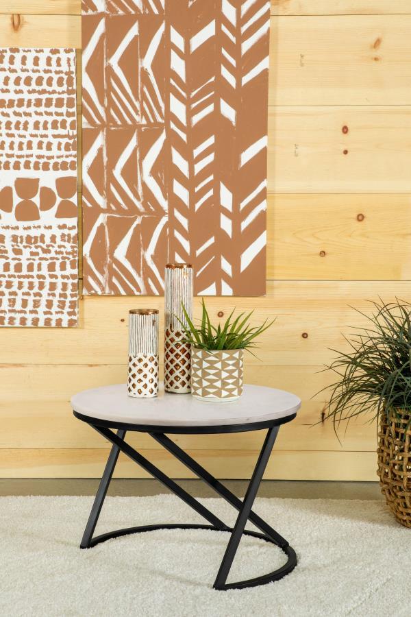 Miguel - Round White Marble Top Coffee Table