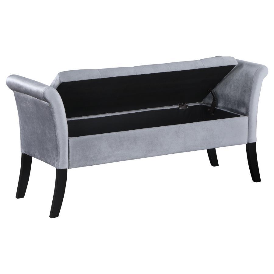 Farrah Velvet Upholstered Rolled Arm Storage Bench
