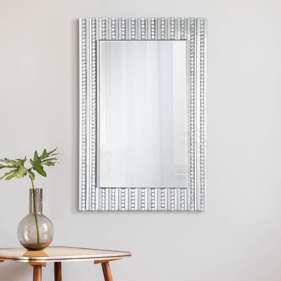 Aideen Acrylic Crystal Wall Mirror in Silver