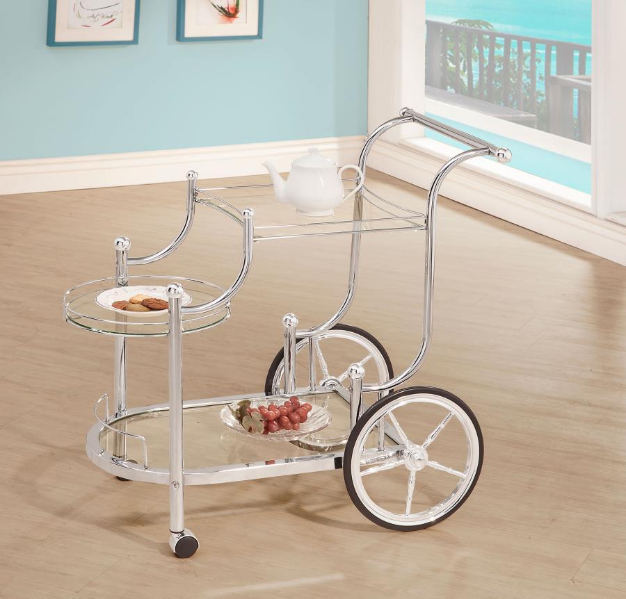 Sarandon - 3-Tier Glass Shelf Metal Bar Cart