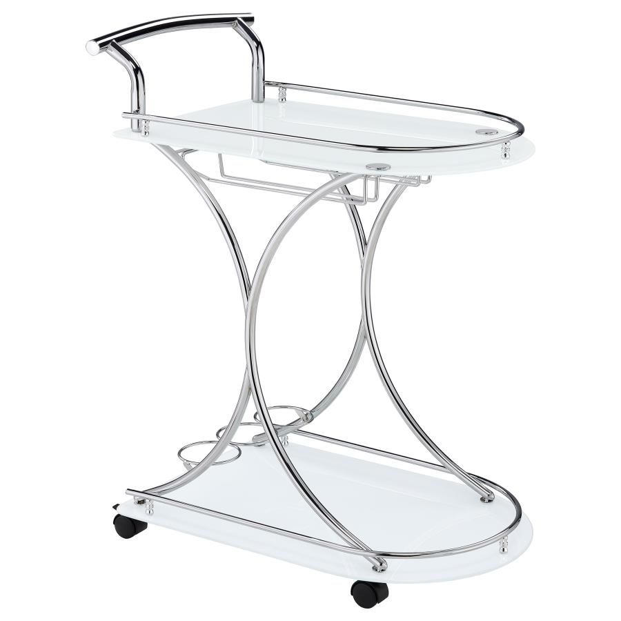 Elfman 2-Tier Glass Shelf Metal Bar Cart