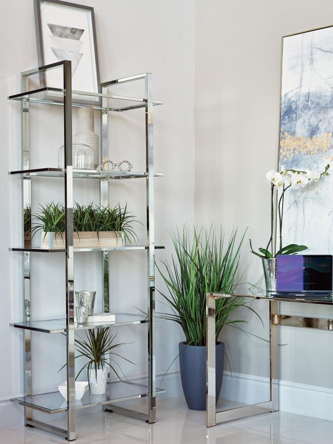 Hartford 5-Shelf Glass Bookshelf