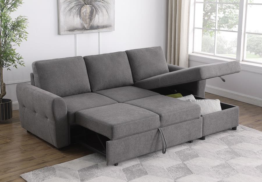 Samantha Upholstered Storage Sleeper Sectional Sofa